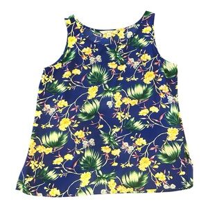 The Pioneer Woman Floral Tank Top -Butterflies fern&leaved Blue and Yellow.